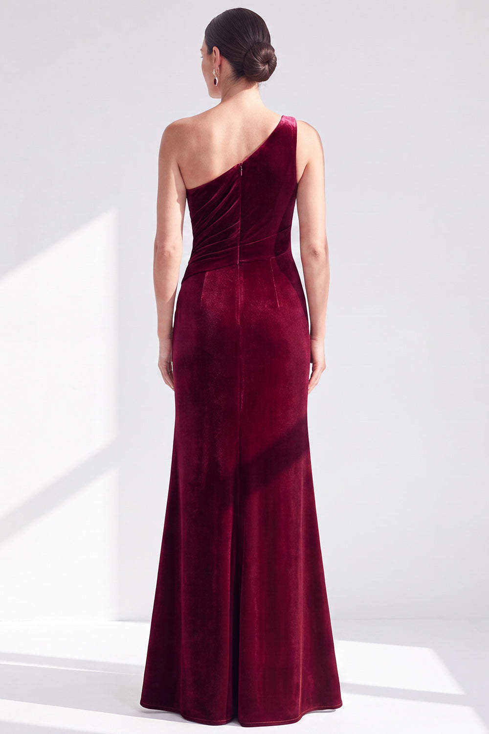 Royal Blue Velvet Mermaid One Shoulder Long Wedding Guest Dress