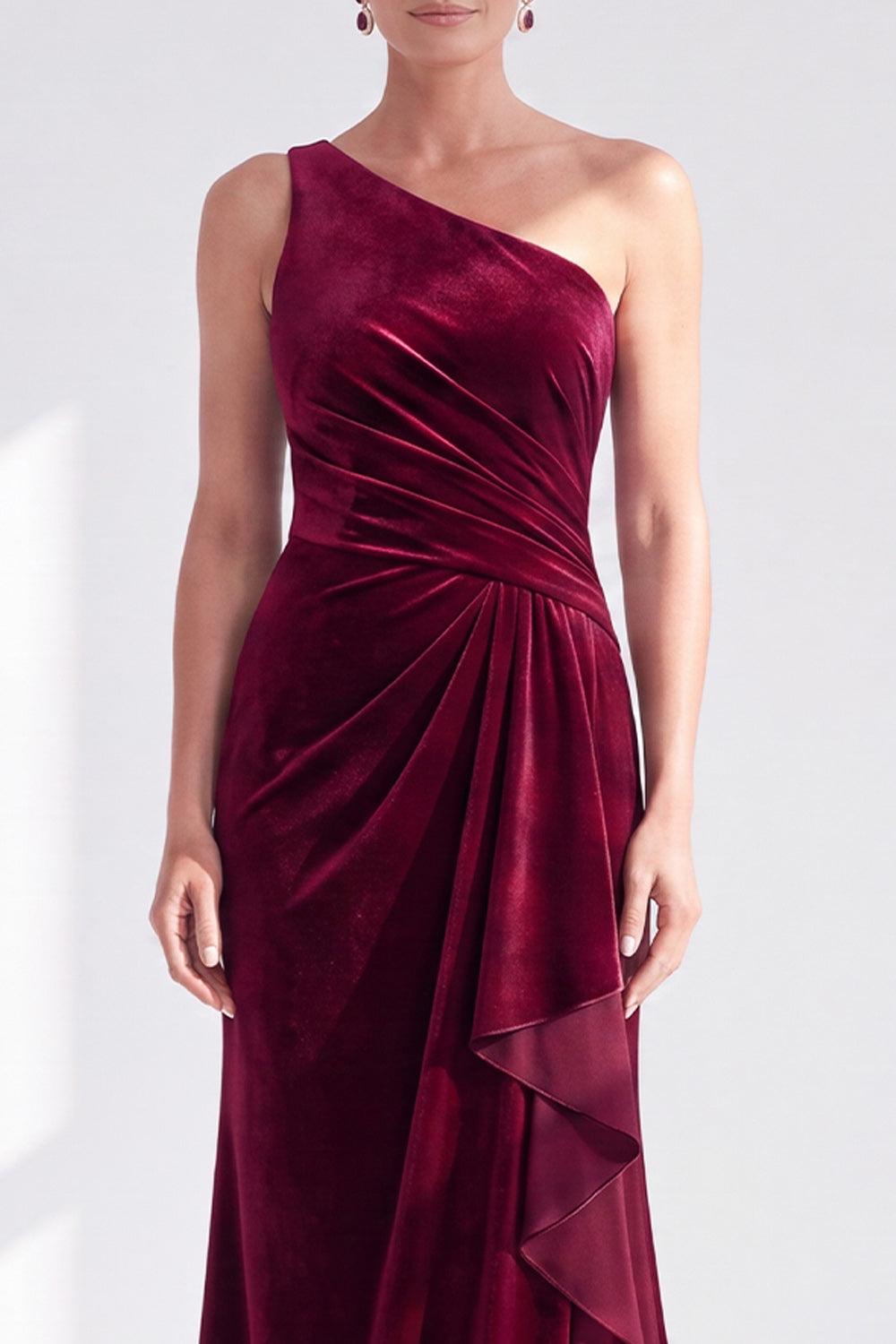 Royal Blue Velvet Mermaid One Shoulder Long Wedding Guest Dress