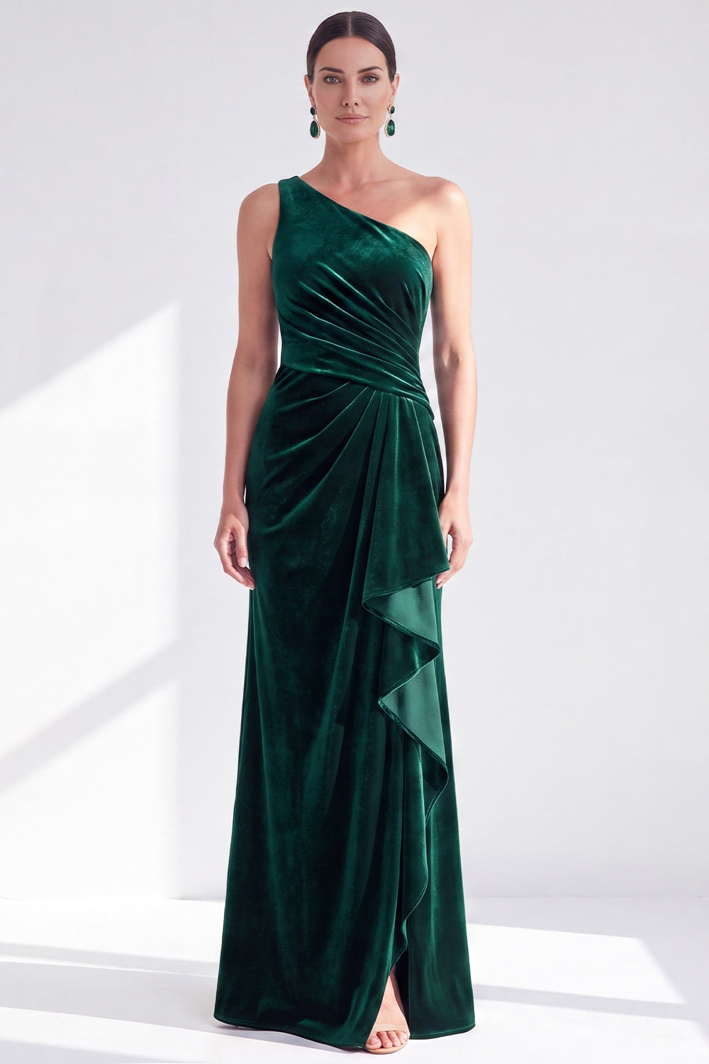 Royal Blue Velvet Mermaid One Shoulder Long Wedding Guest Dress