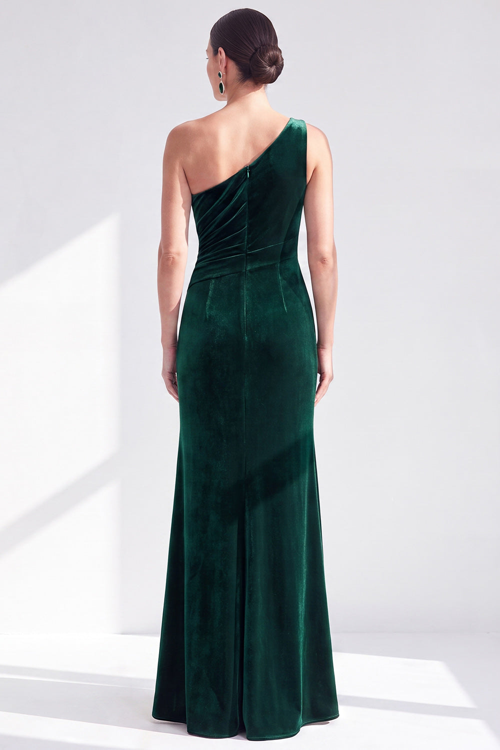 Royal Blue Velvet Mermaid One Shoulder Long Wedding Guest Dress