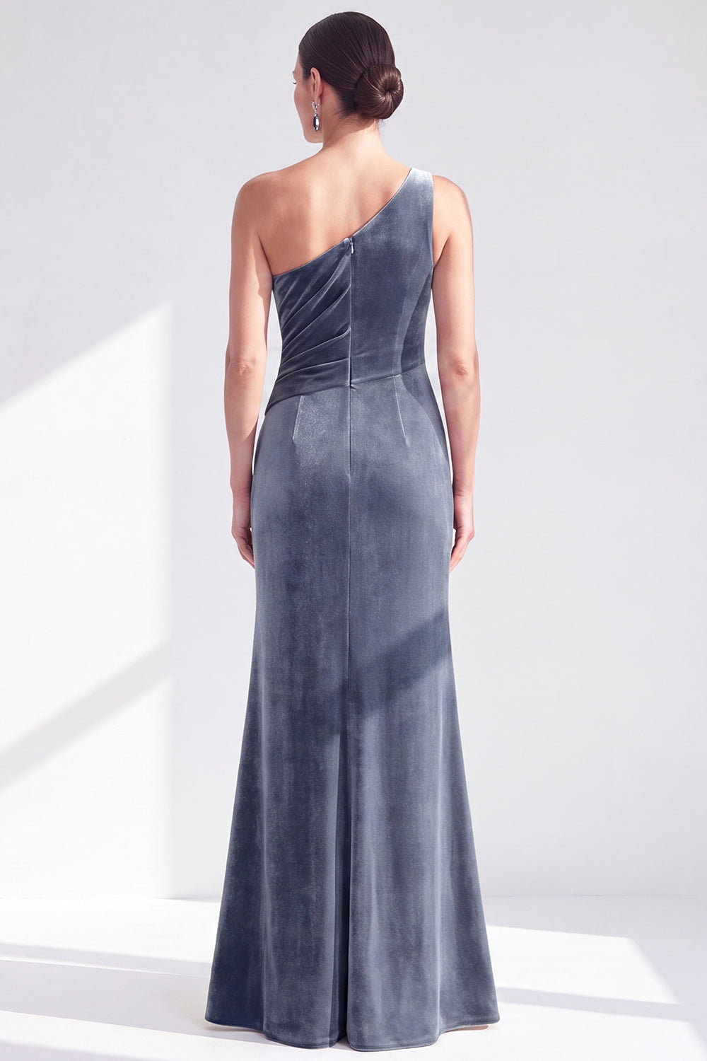 Royal Blue Velvet Mermaid One Shoulder Long Wedding Guest Dress