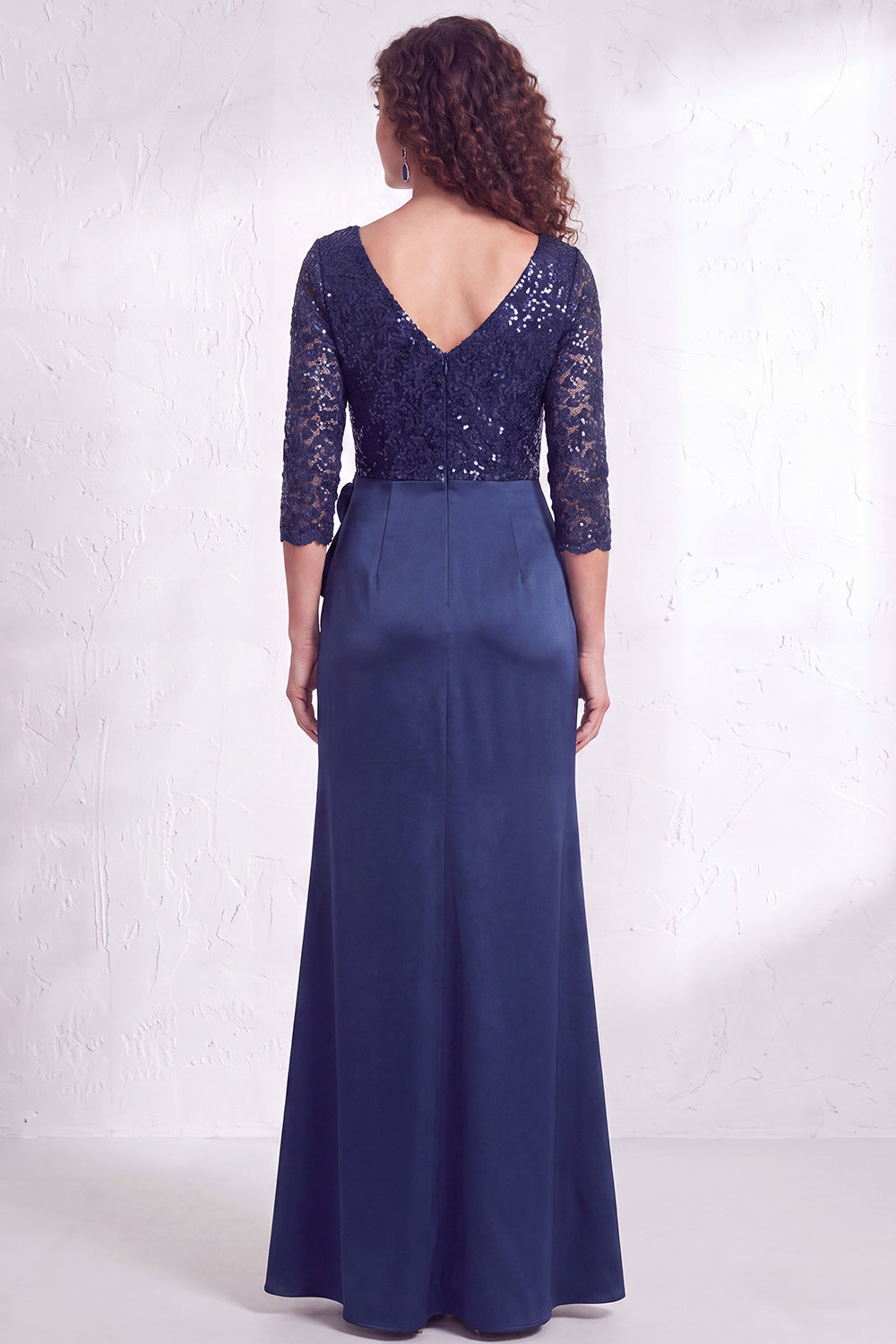 Burgundy Floral Lace Sequin Mermaid Long Wedding Guest Dress with Slit