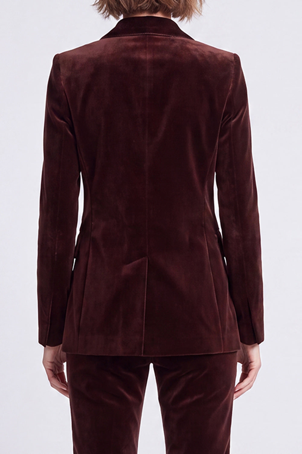 Brown Velvet 2 Piece Fitted Peak Lapel Work Suits