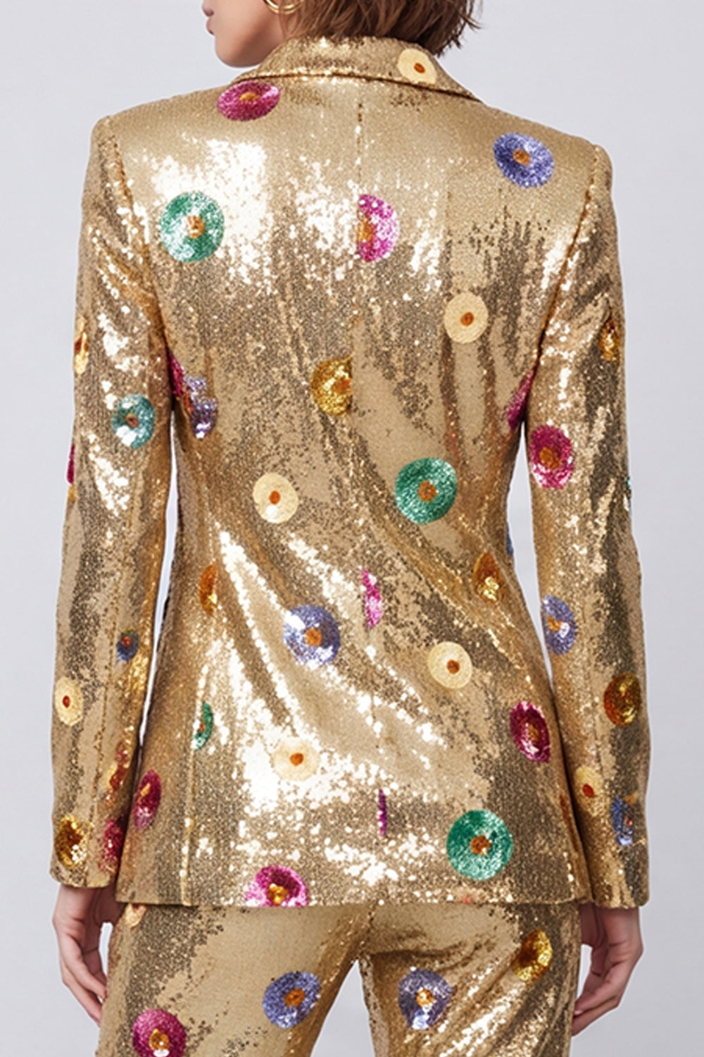 Sparkly Gold Sequins 2 Piece Peak Lapel Prom Suits
