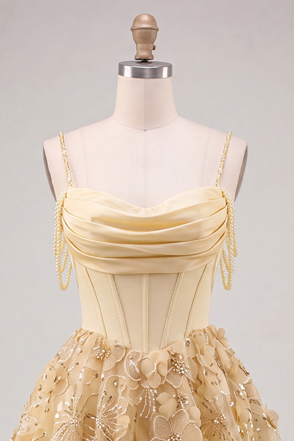Floral Pink Beaded Cold Shoulder A-Line Short Corset Homecoming Dress