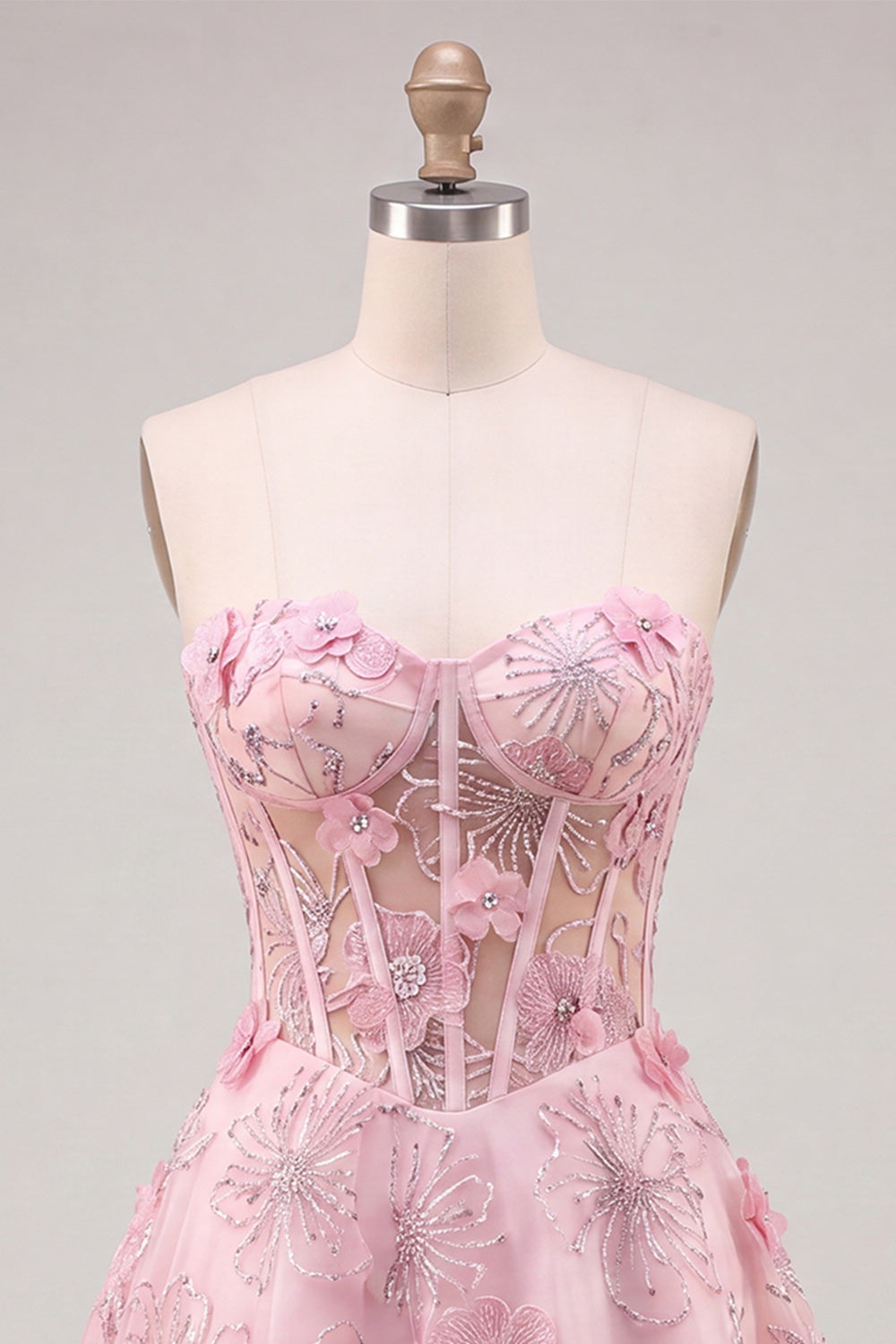 Sparkly Lilac Floral Corset A-Line Short Homecoming Dress