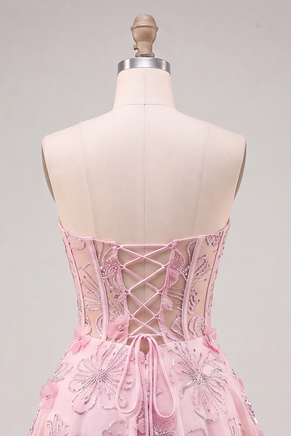 Sparkly Lilac Floral Corset A-Line Short Homecoming Dress