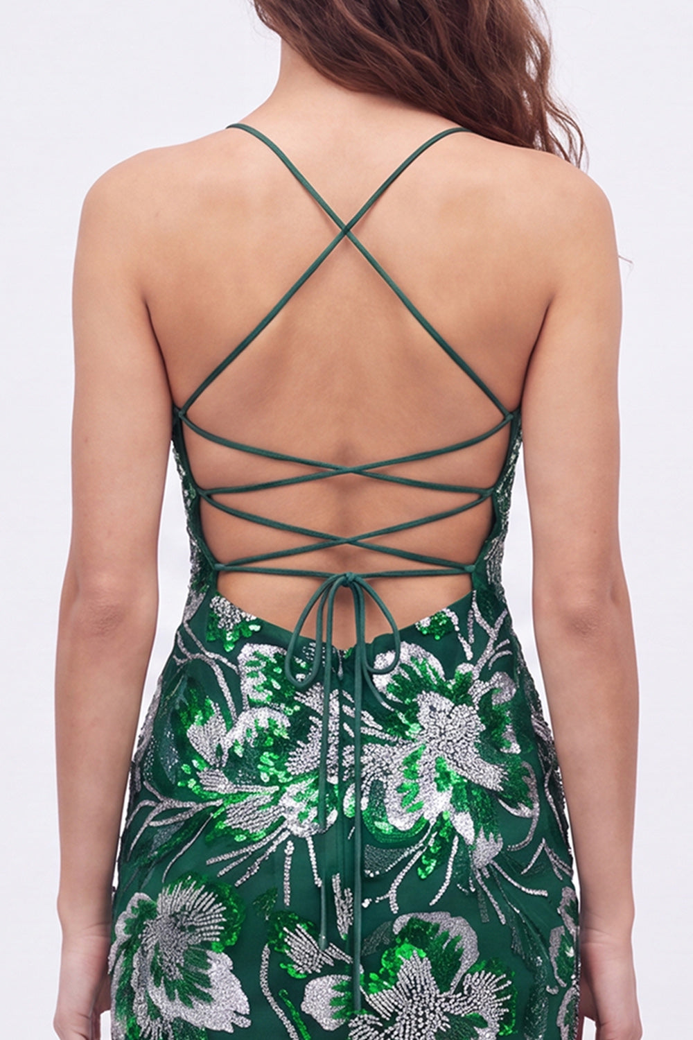 Light Green Floral Beaded Sparkly Tight Short Cocktail Dress