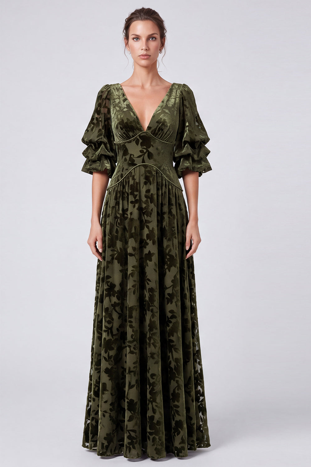 puff sleeve wedding guest dress Elegant Satin Square Neck Evening Gown Ruched Sheath Weddi  DSProm shoulder long formal dresses for prom and long sleeve evening gowns with side slits. Dresstells Women Olive Long Floral