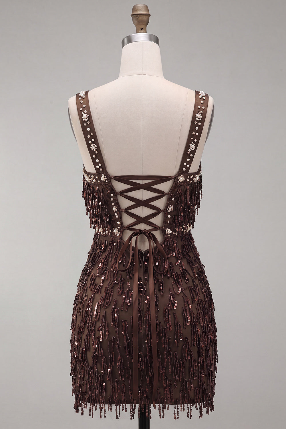 Yellow Fringed Thick Straps Short Tight Cocktail Dress with Beading