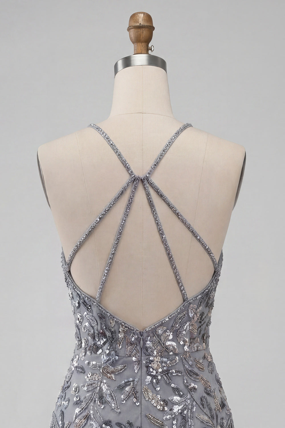 Grey Floral Sparkly Short Beaded Tight Cocktail Dress with Fringes
