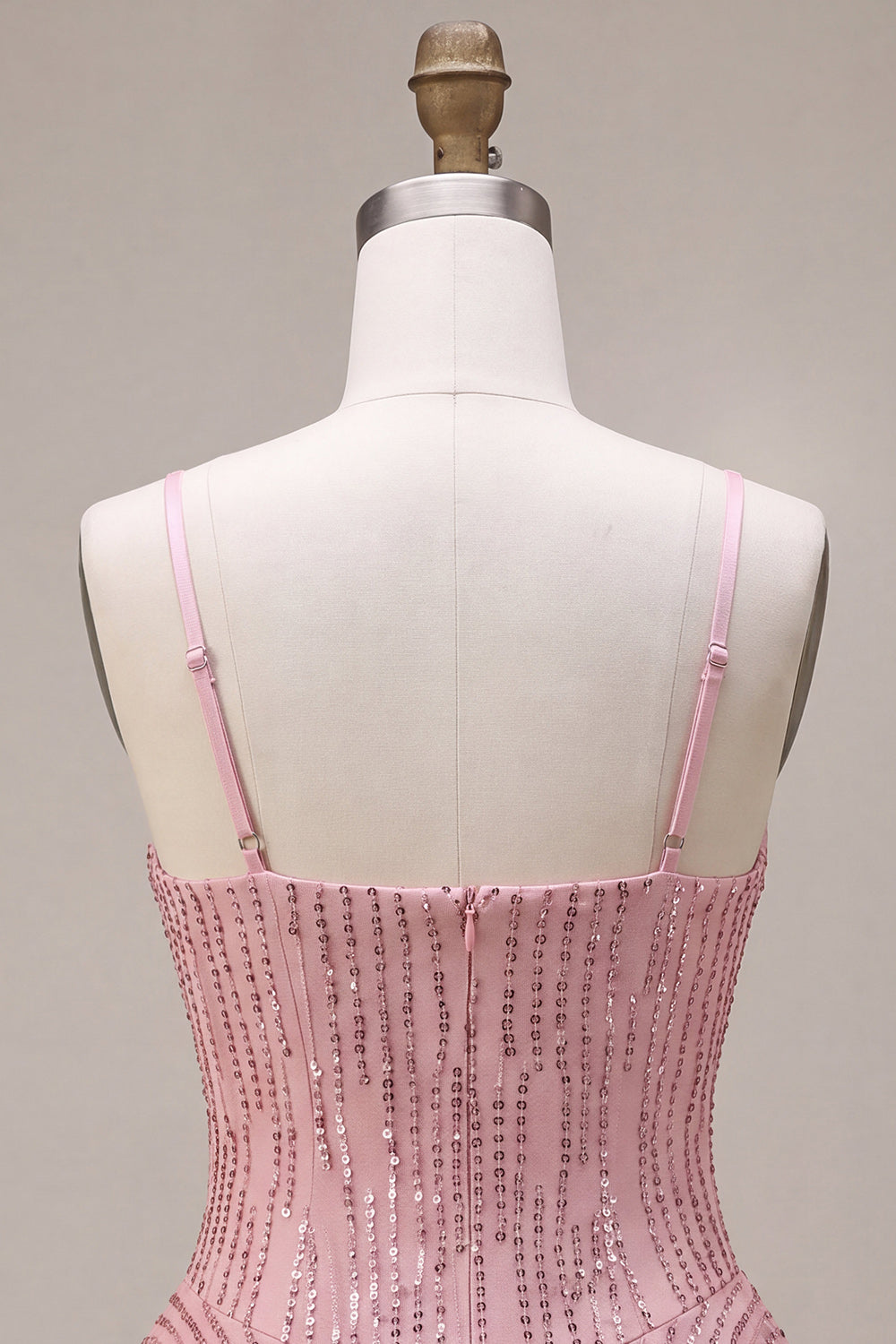 Sparkly Pink Sequin A Line Ruffled Short Cocktail Dress