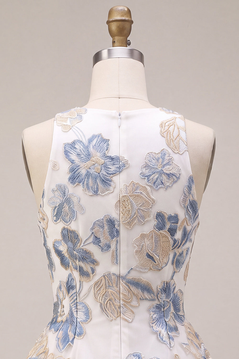 White Plum Flower Jacquard A Line Short Cocktail Dress