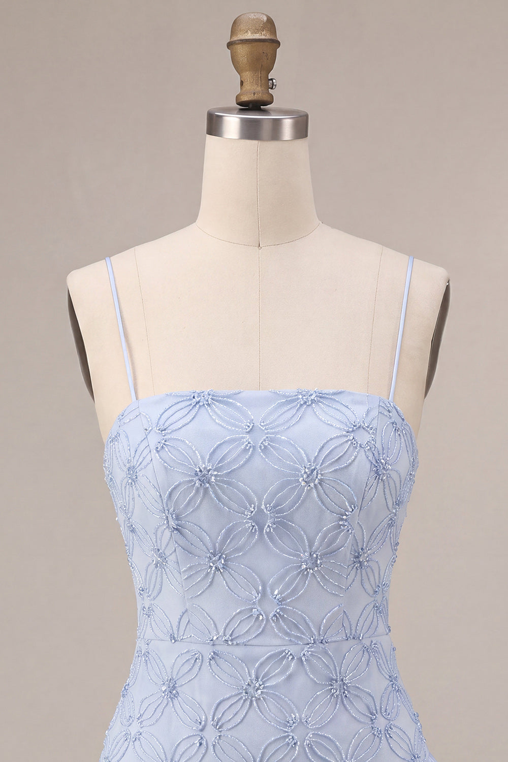 Dusty Blue Floral Tiered Ruffled Tight Short Cocktail Dress