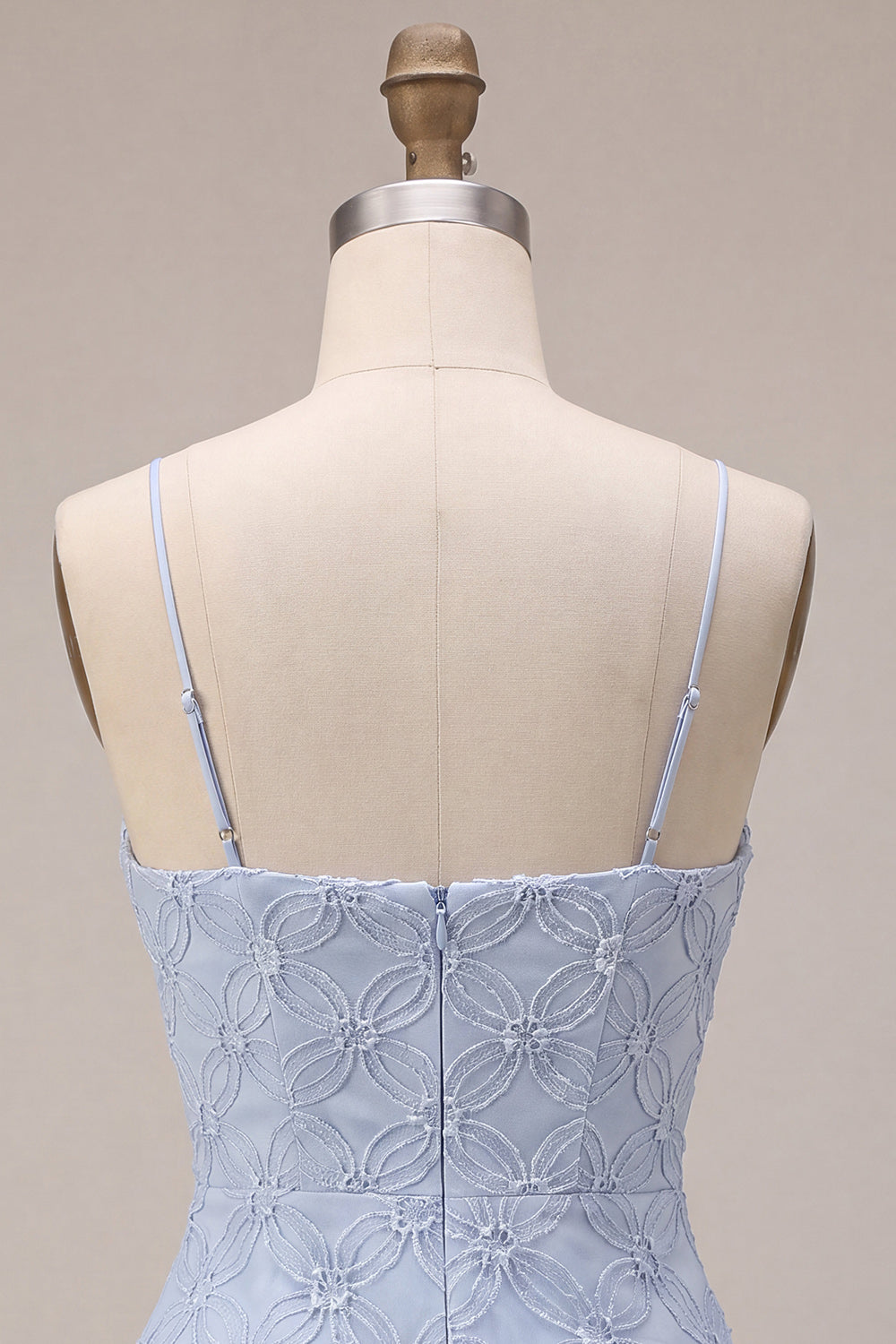 Dusty Blue Floral Tiered Ruffled Tight Short Cocktail Dress