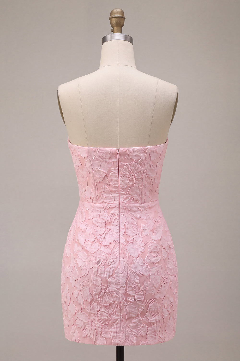 Pink Floral Corset Short Tight Cocktail Dress with Bow