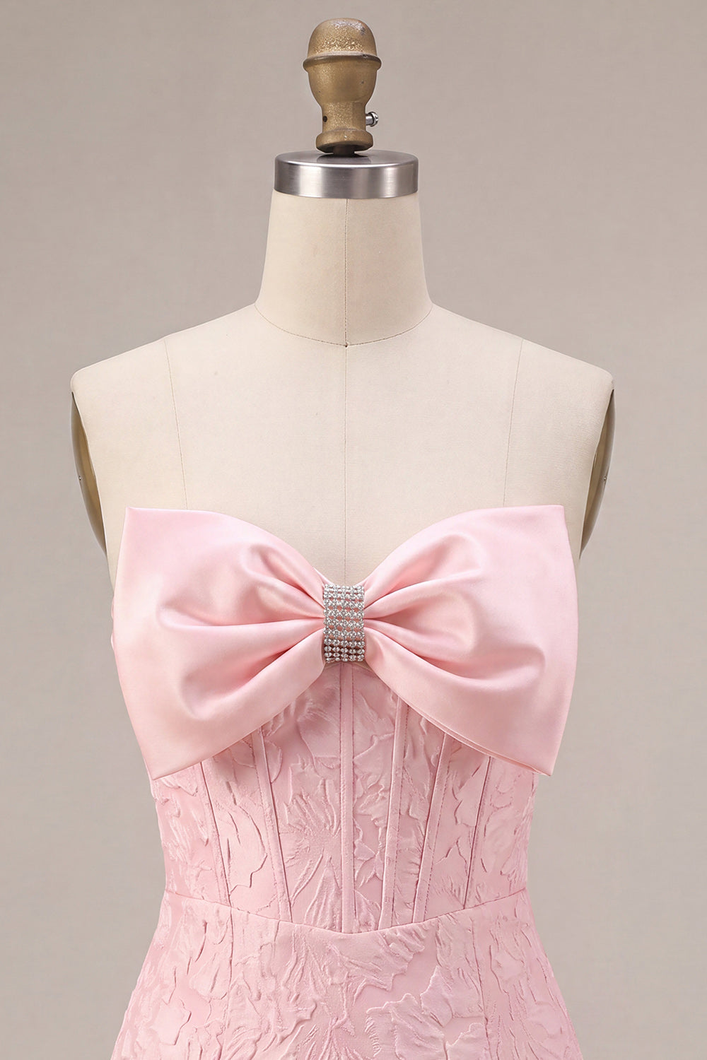 Pink Floral Corset Short Tight Cocktail Dress with Bow
