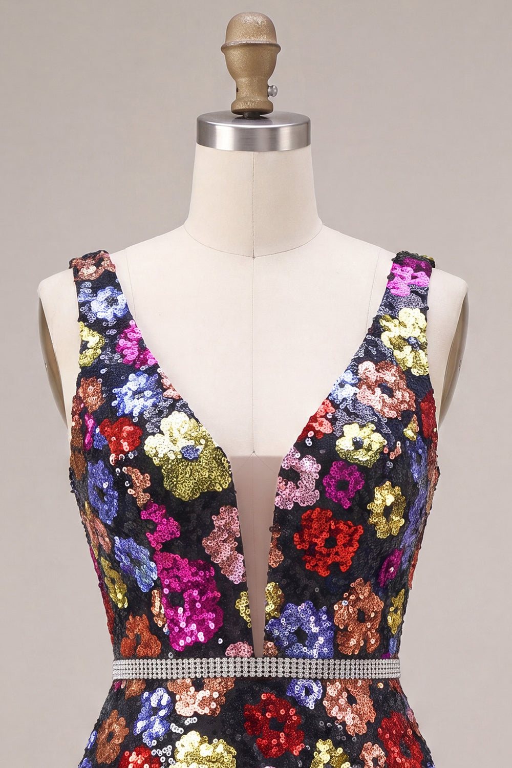 Floral Black A Line Sequin Sparkly Short Cocktail Dress