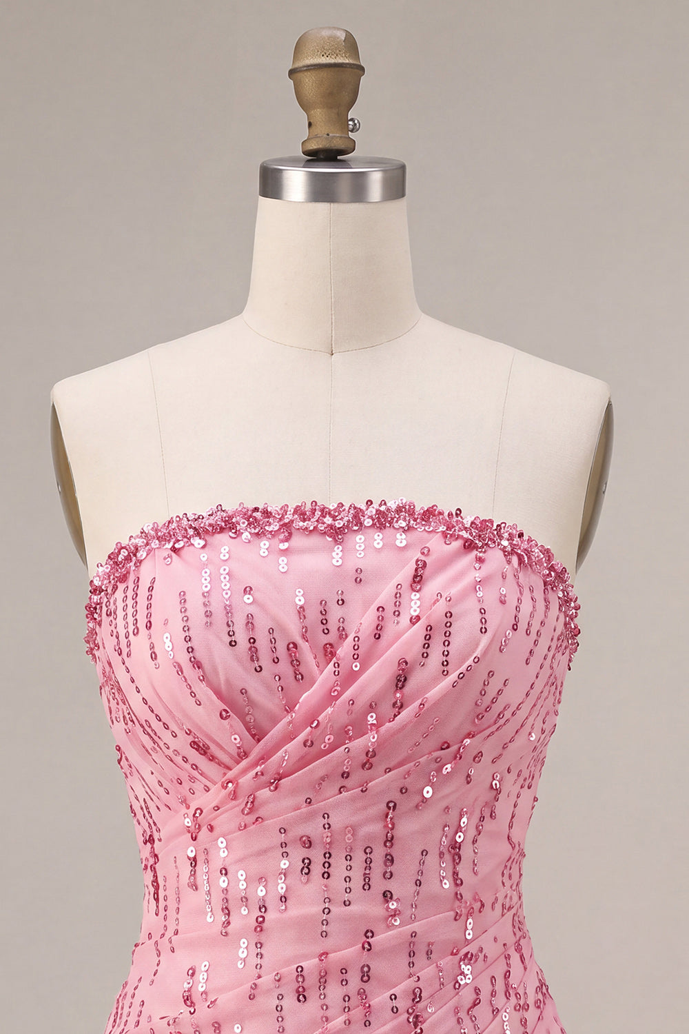 Pink Sparkly A Line Sequin Short Bubble Cocktail Dress