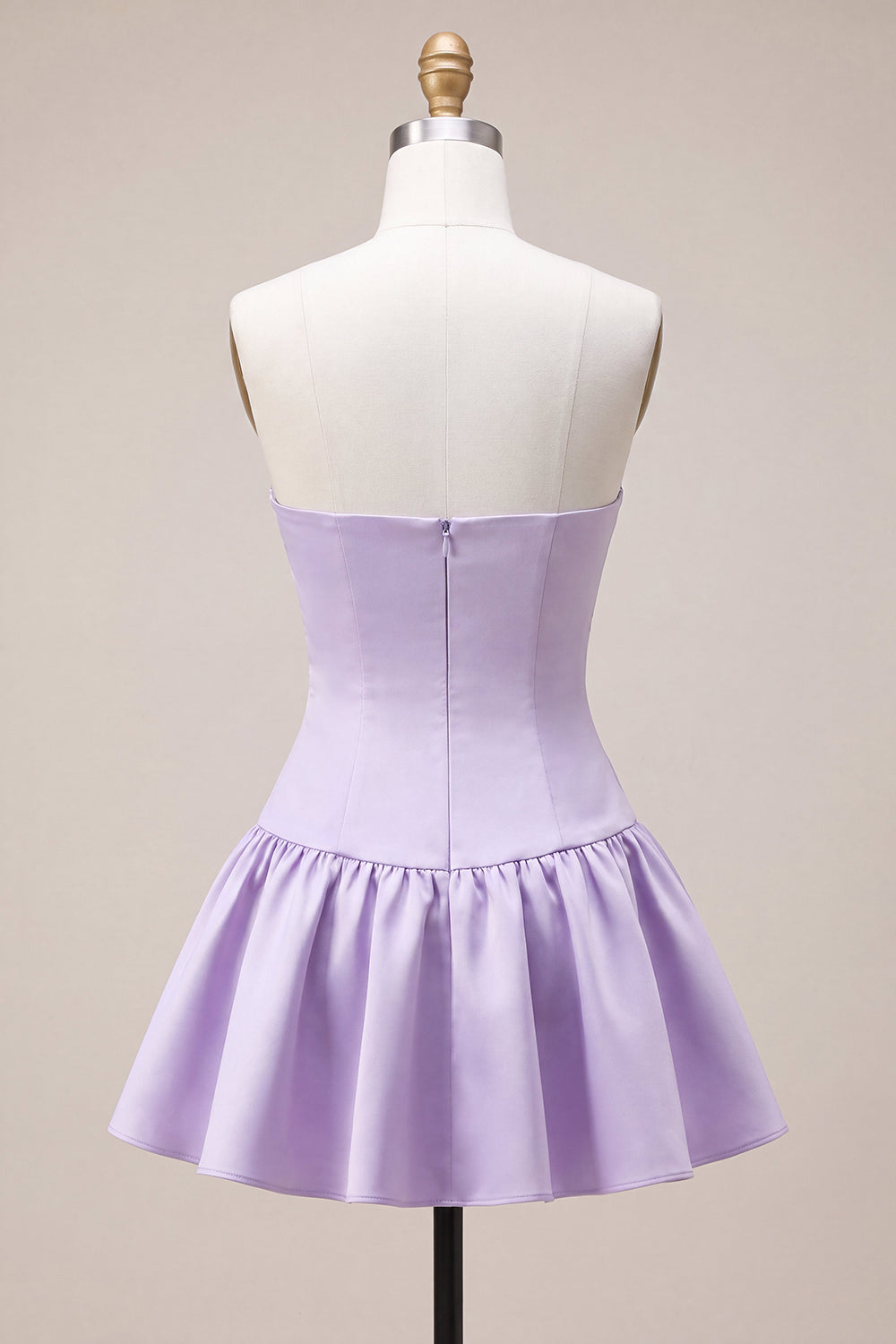 Lilac A Line Satin Sweetheart Short Cocktail Dress with Bow