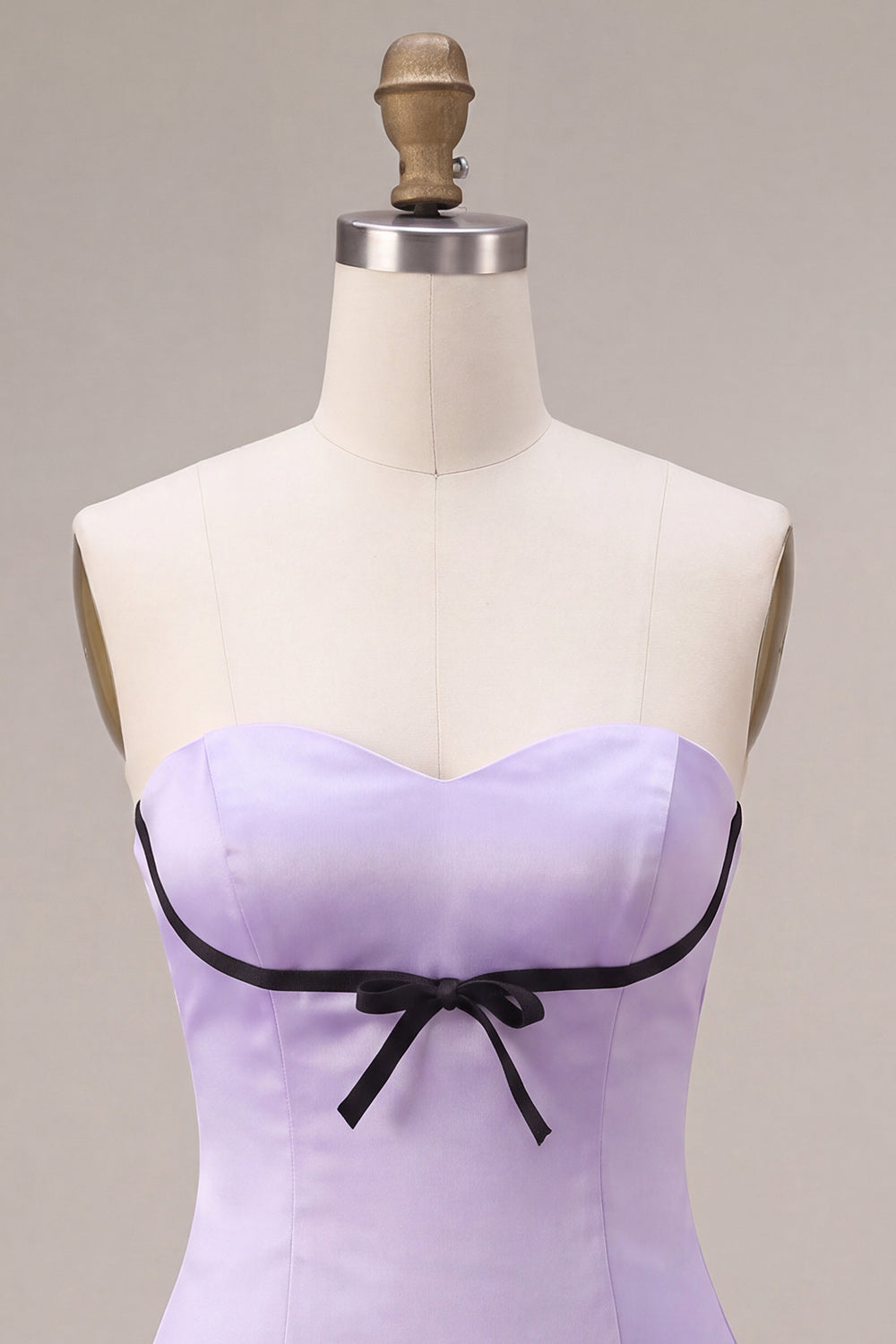 Lilac A Line Satin Sweetheart Short Cocktail Dress with Bow