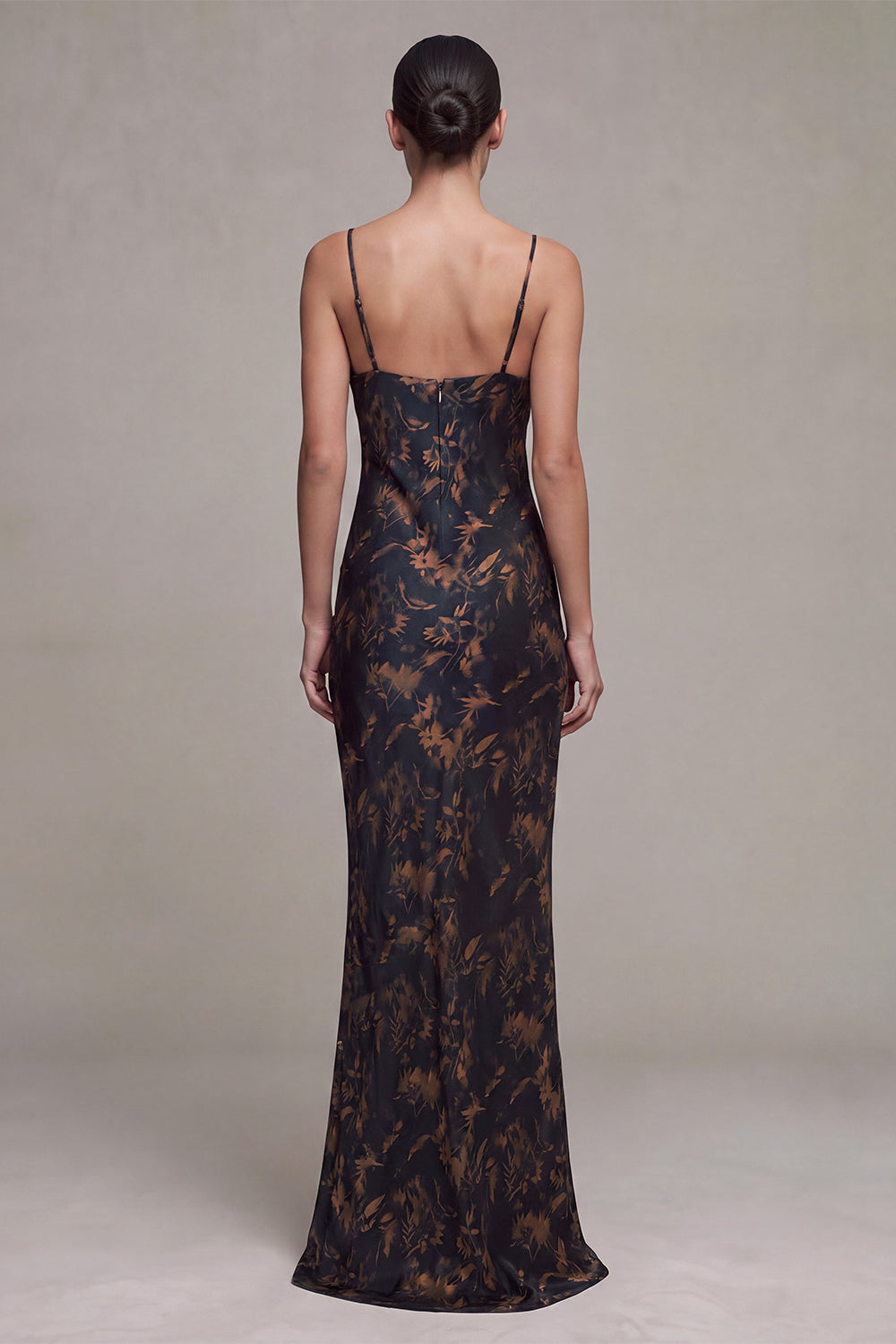 Black Floral Cowl Neck Mermaid Long Wedding Guest Dress