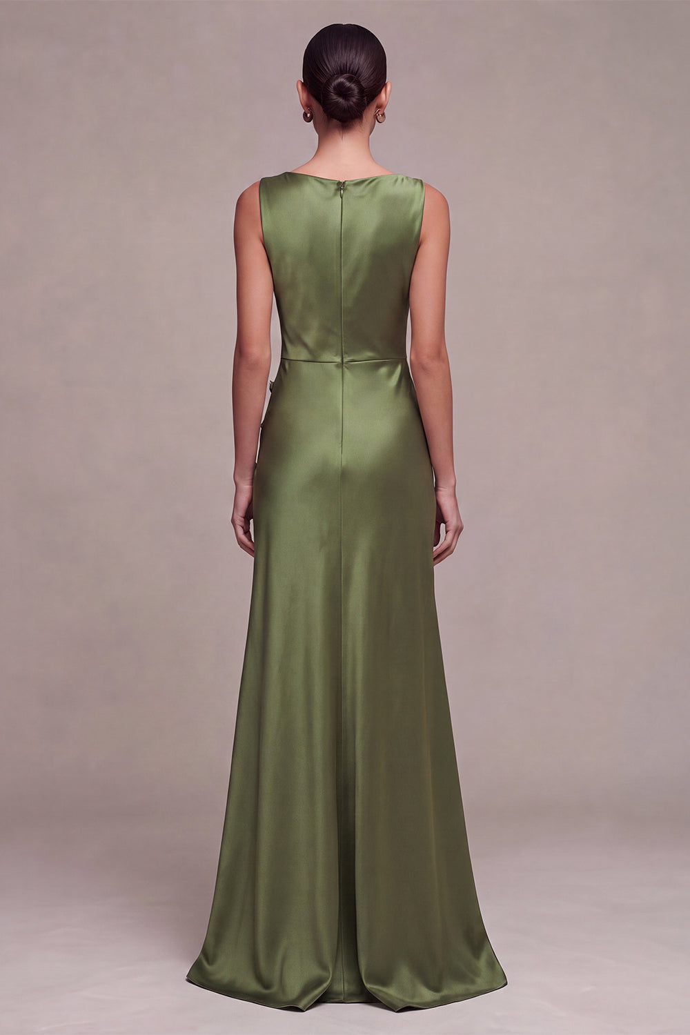 Burgundy Simple Mermaid Satin Long Wedding Guest Dress with Slit