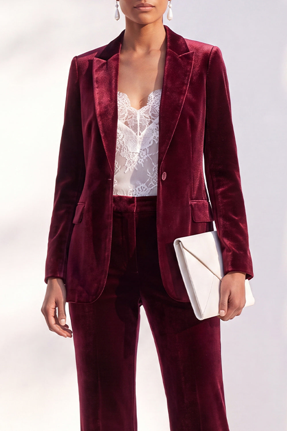 Black Peak Lapel Velvet One Button 2 Piece Work Suits