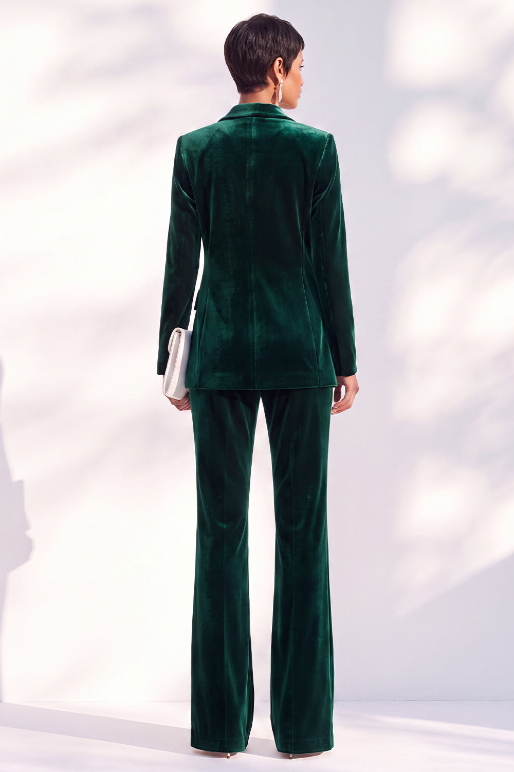 Black Peak Lapel Velvet One Button 2 Piece Work Suits