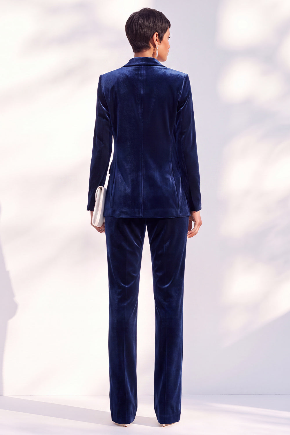 Black Peak Lapel Velvet One Button 2 Piece Work Suits