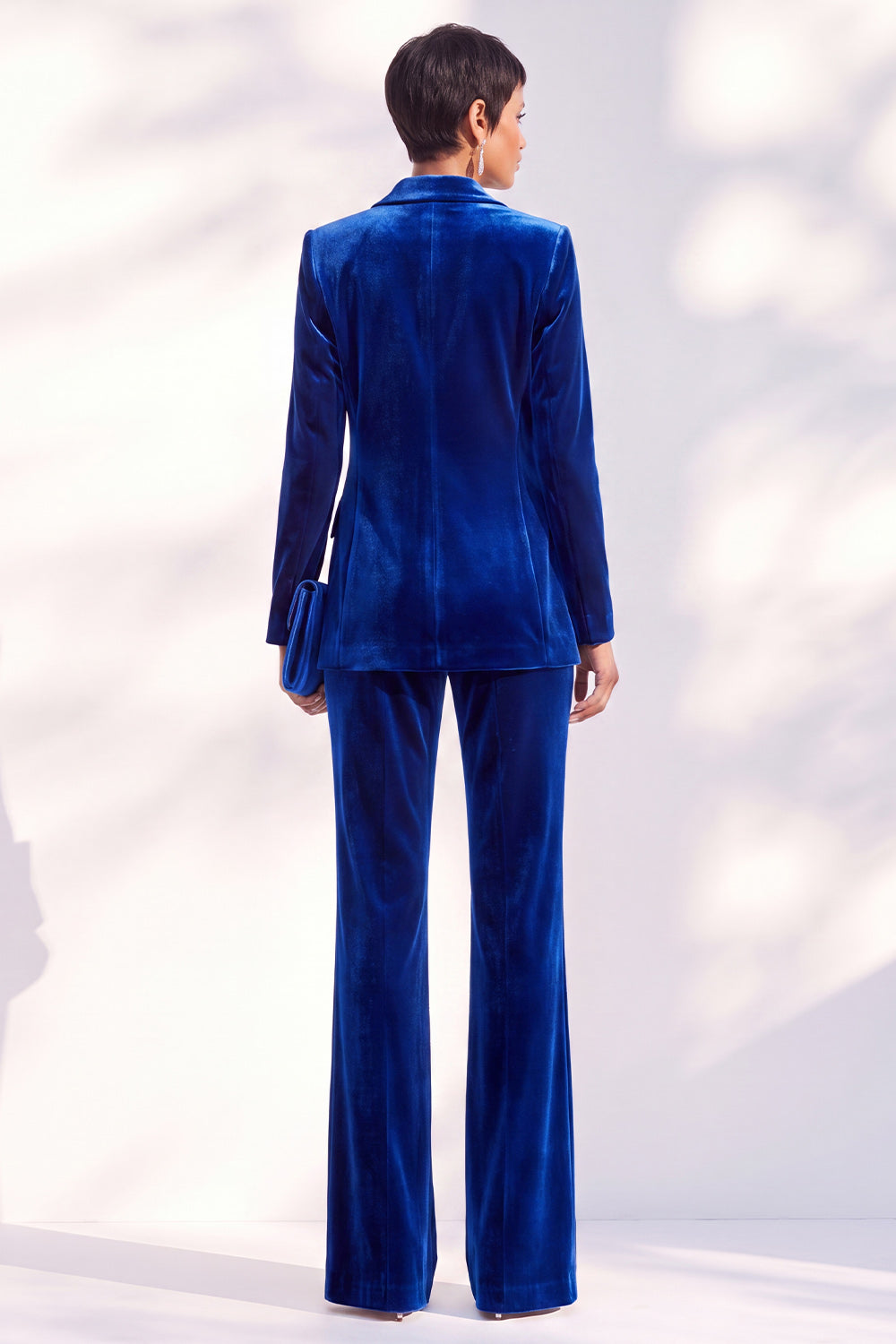 Black Peak Lapel Velvet One Button 2 Piece Work Suits