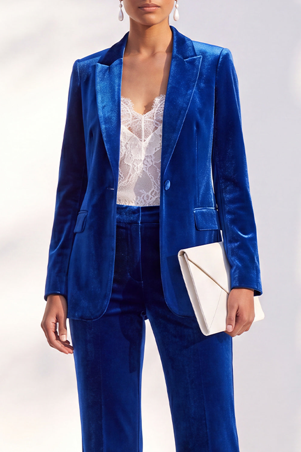 Black Peak Lapel Velvet One Button 2 Piece Work Suits
