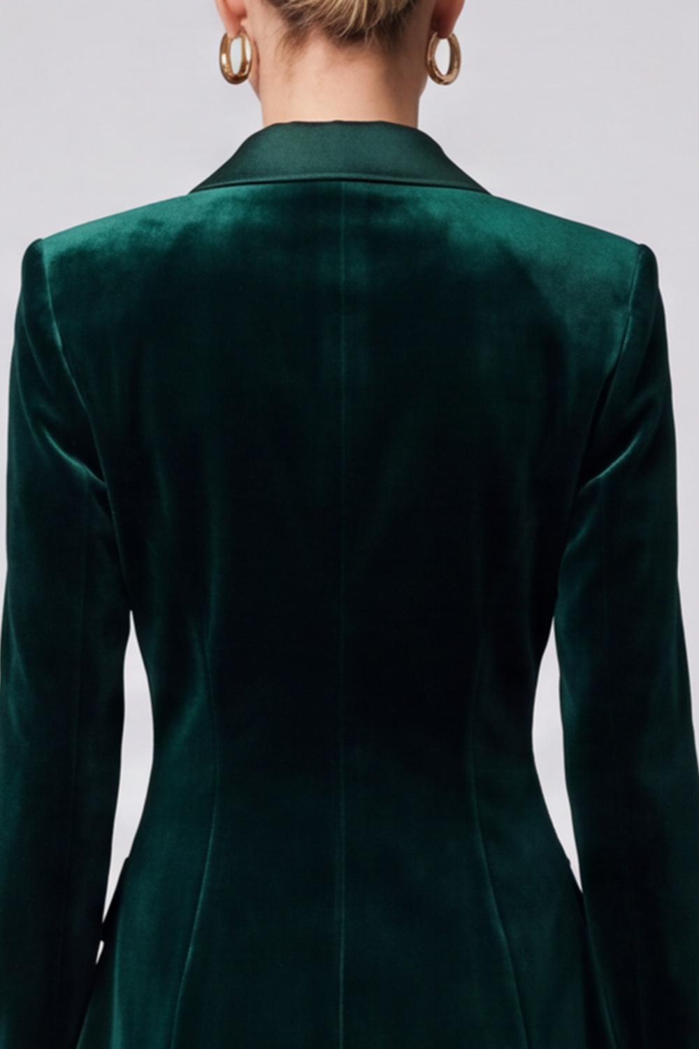 Dark Green Velvet A Line Double Breasted Peak Lapel Short Work Dress 