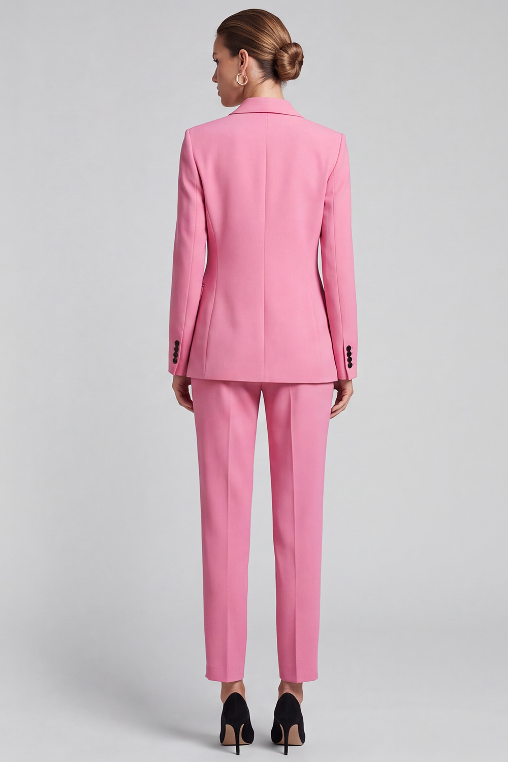 Shawl Lapel Pink Blazer Two Piece Double Breasted Business Suits