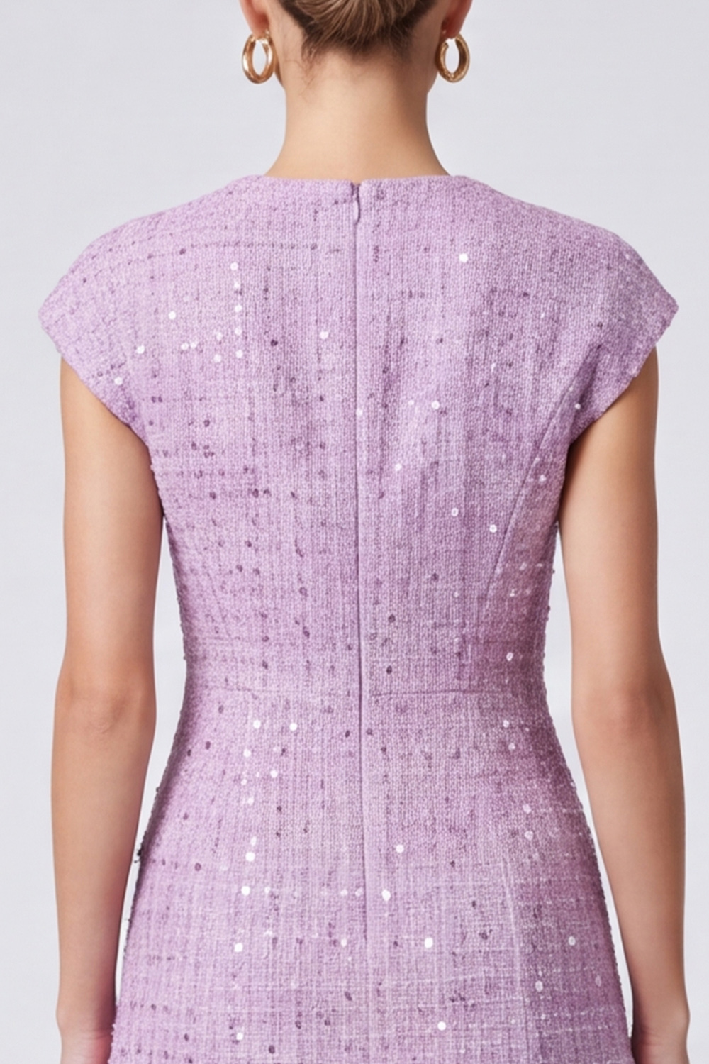 Tweed Lilac A Line V-Neck Cap Sleeves Short Homecoming Outfits