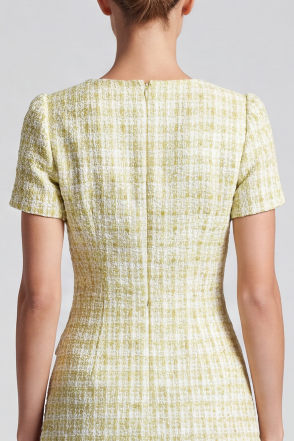 Tweed Light Yellow A Line Short Sleeves Homecoming Outfits 