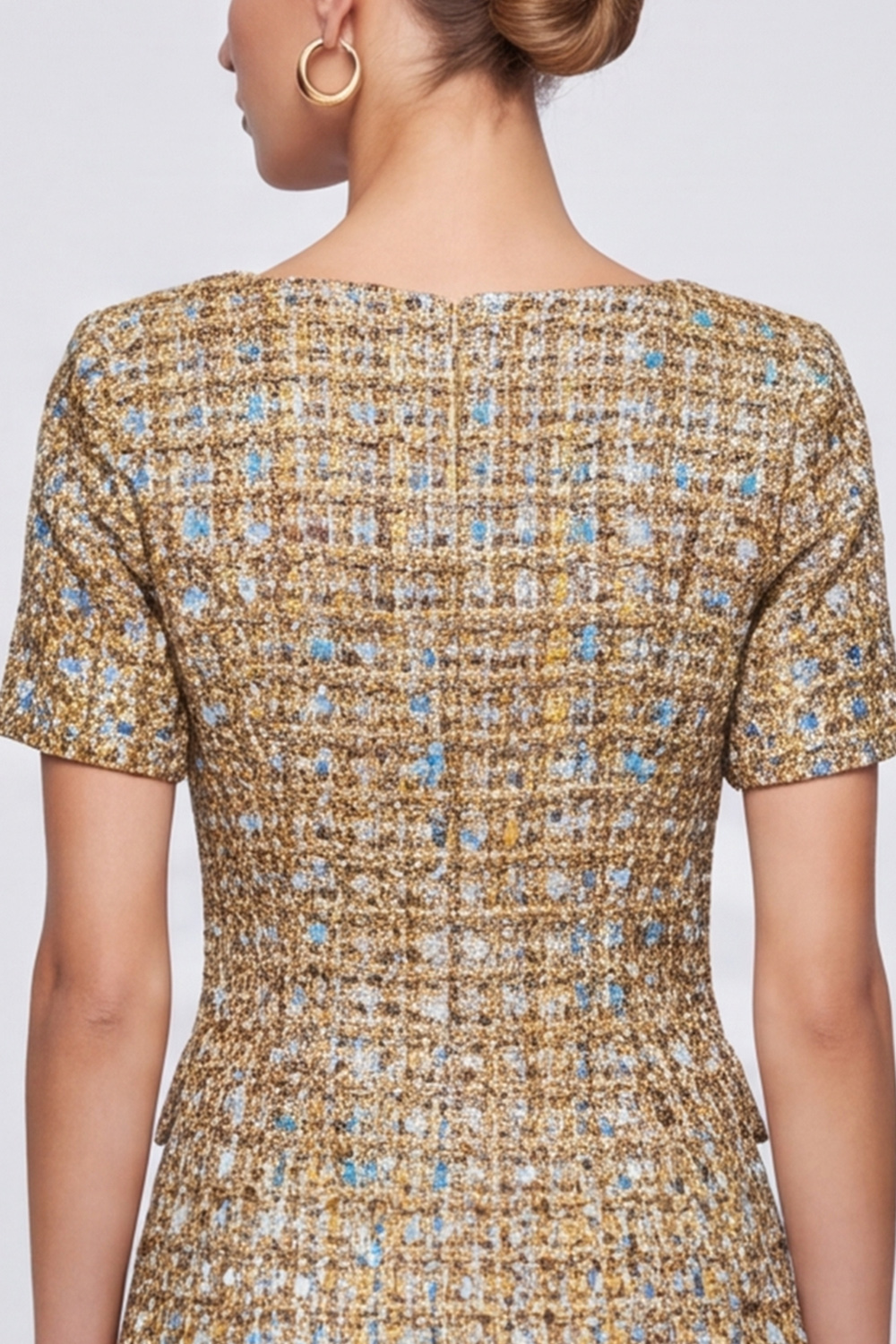 A Line Champagne Square Neck Short Sleeves Homecoming Outfit
