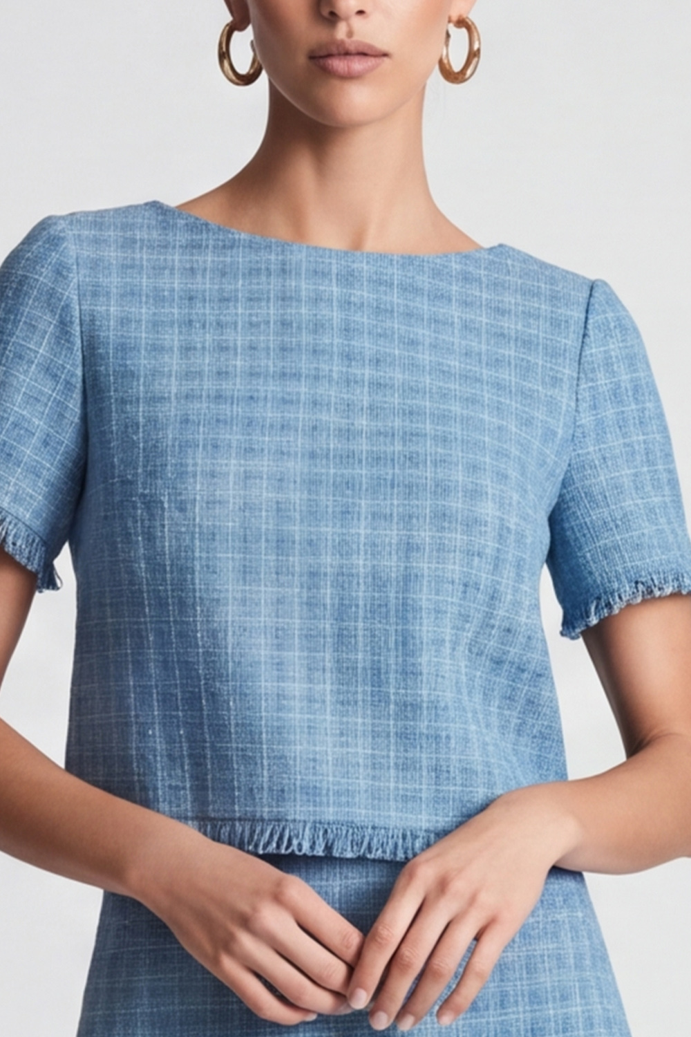 A Line Blue Boat Neck Short Sleeves Homecoming Outfits with Fringes