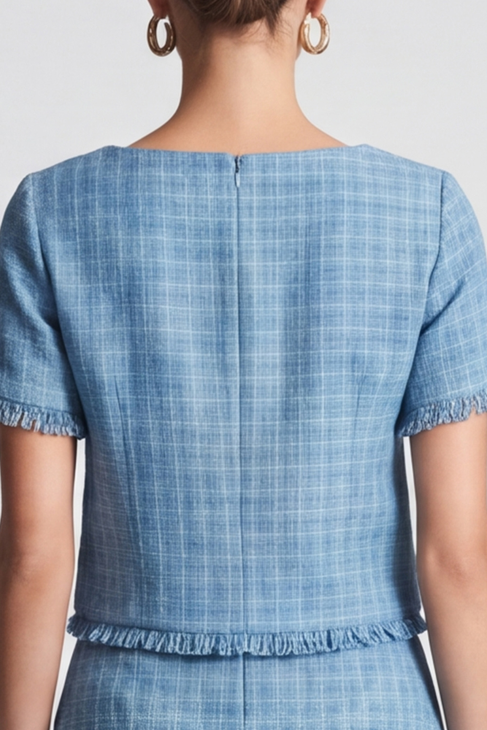 A Line Blue Boat Neck Short Sleeves Homecoming Outfits with Fringes