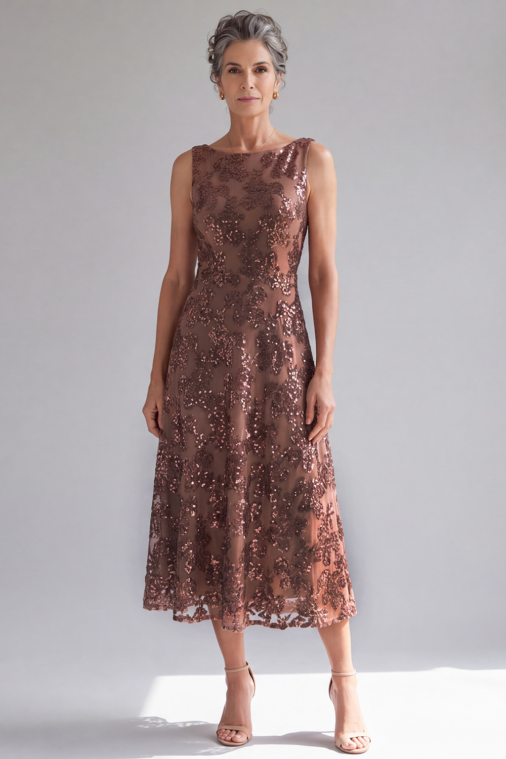 brown midi dress for wedding Dresstells Women Sparkly Dark Guest Sequin A Line Floral Boat Neck Evening Dress Bust 38 (96 cm) Size:Regular SB-Masters Elyna Slinky Halter Maxi