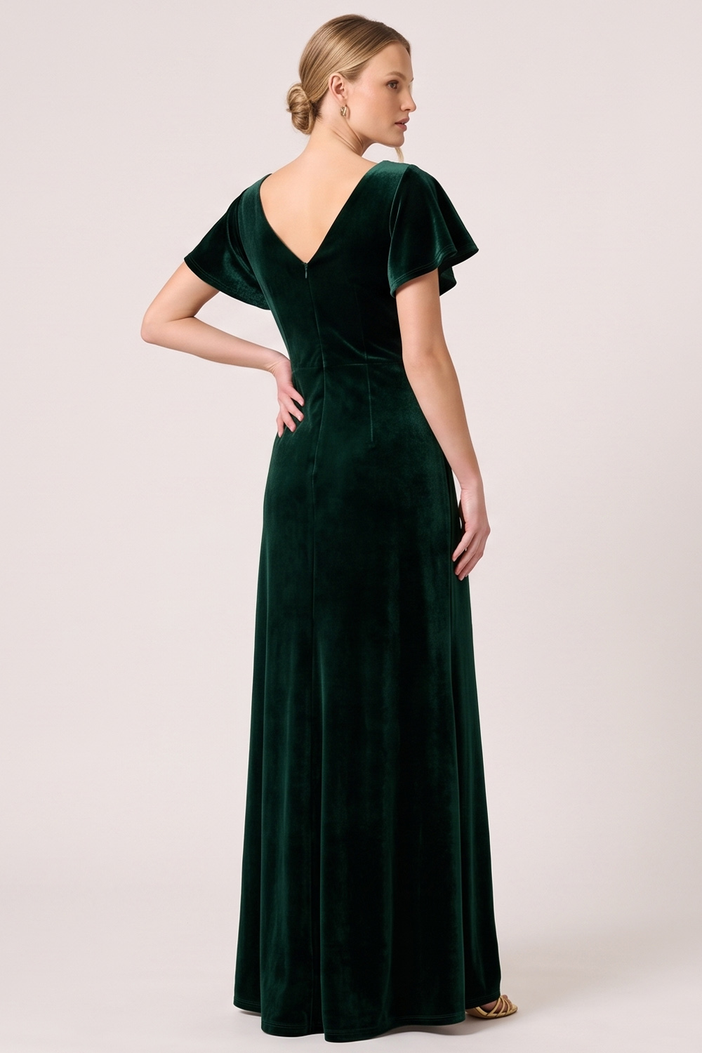 Dark Green Sheath V-Neck Ruched Long Formal Dress with Slit