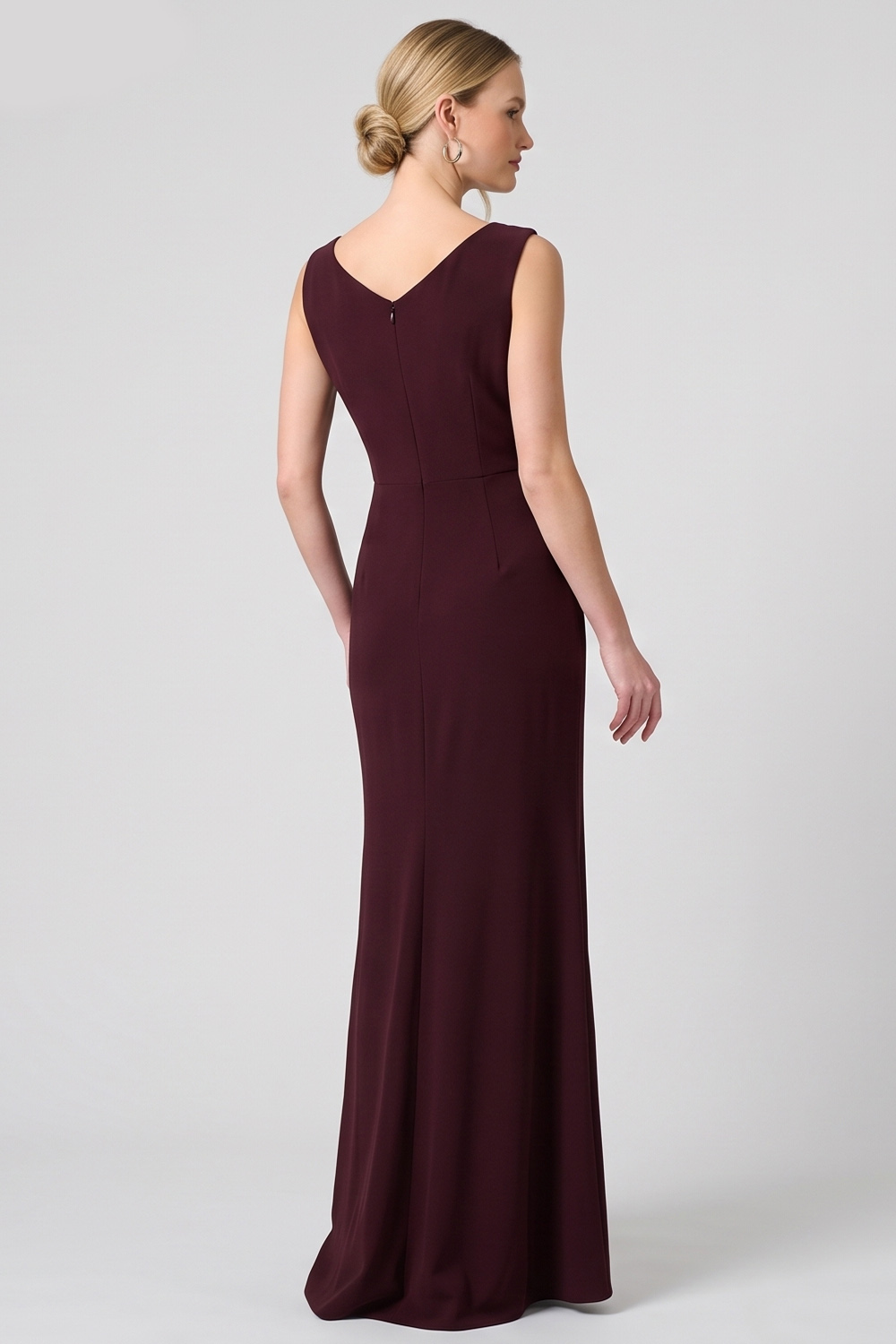 Burgundy Sheath Cowl Neck Long Formal Dress