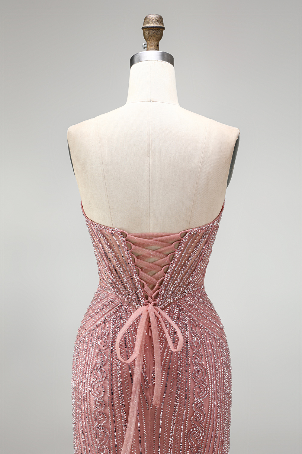 Dusty Rose Mermaid Sweetheart Beaded Long Prom Dress