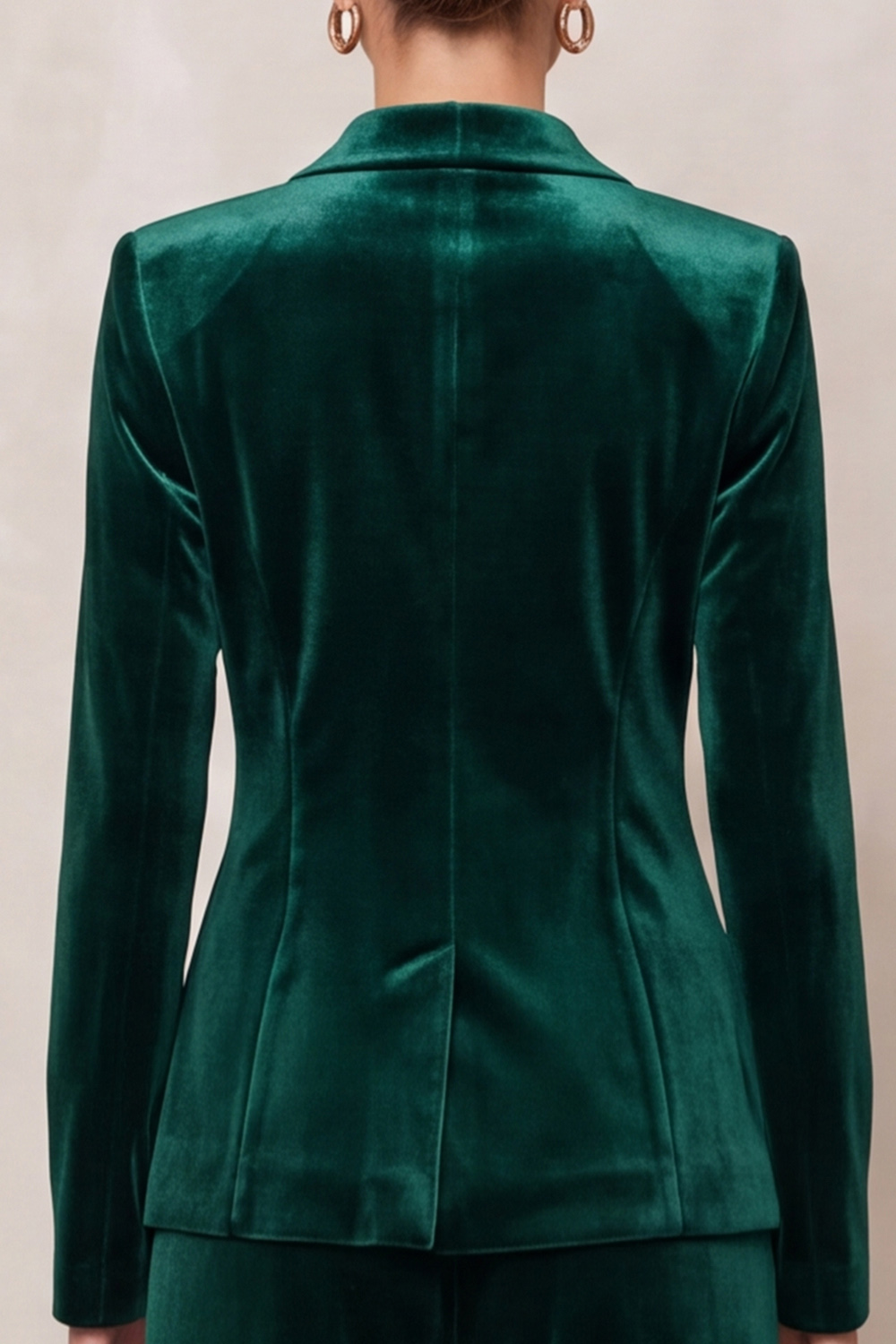 Dark Green Velvet Two Piece Shawl Lapel Double Breasted Business Suits 