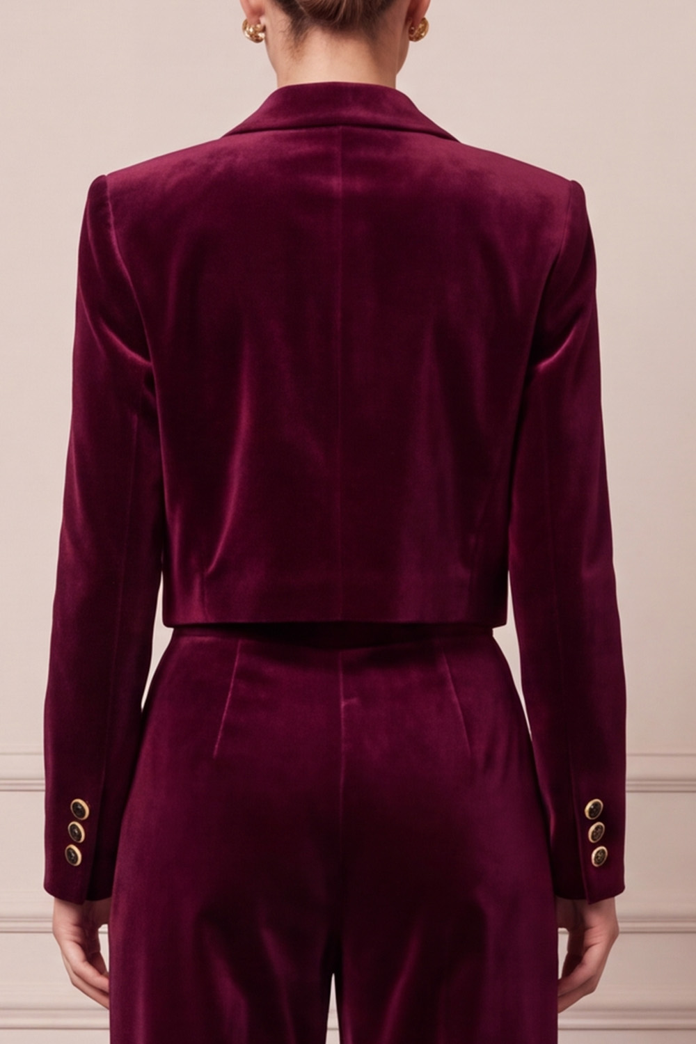 Navy Velvet Two Piece Single Breasted Peak Lapel Business Suits