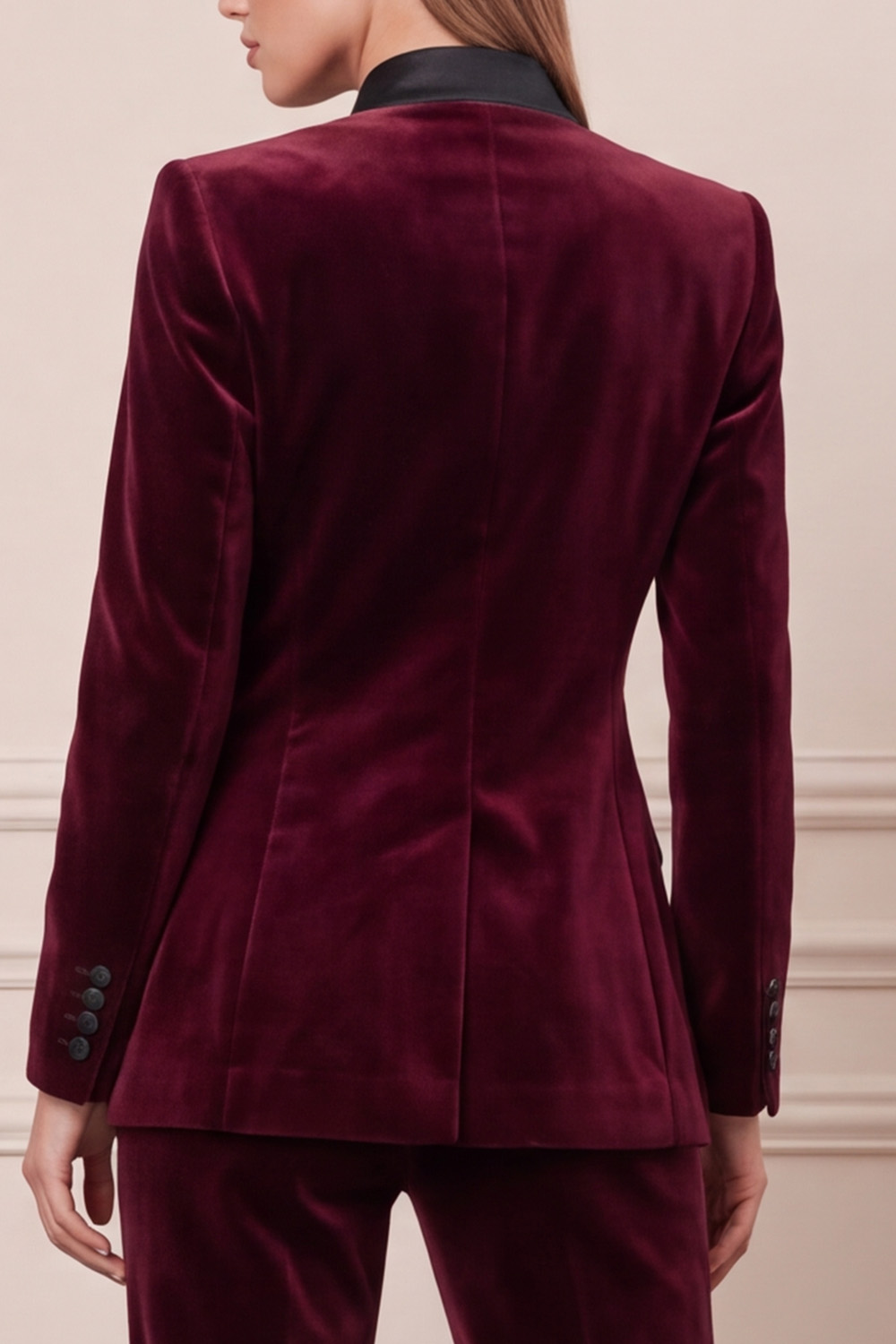 Velvet Dark Green Two Piece Single Breasted High Neck Business Suits