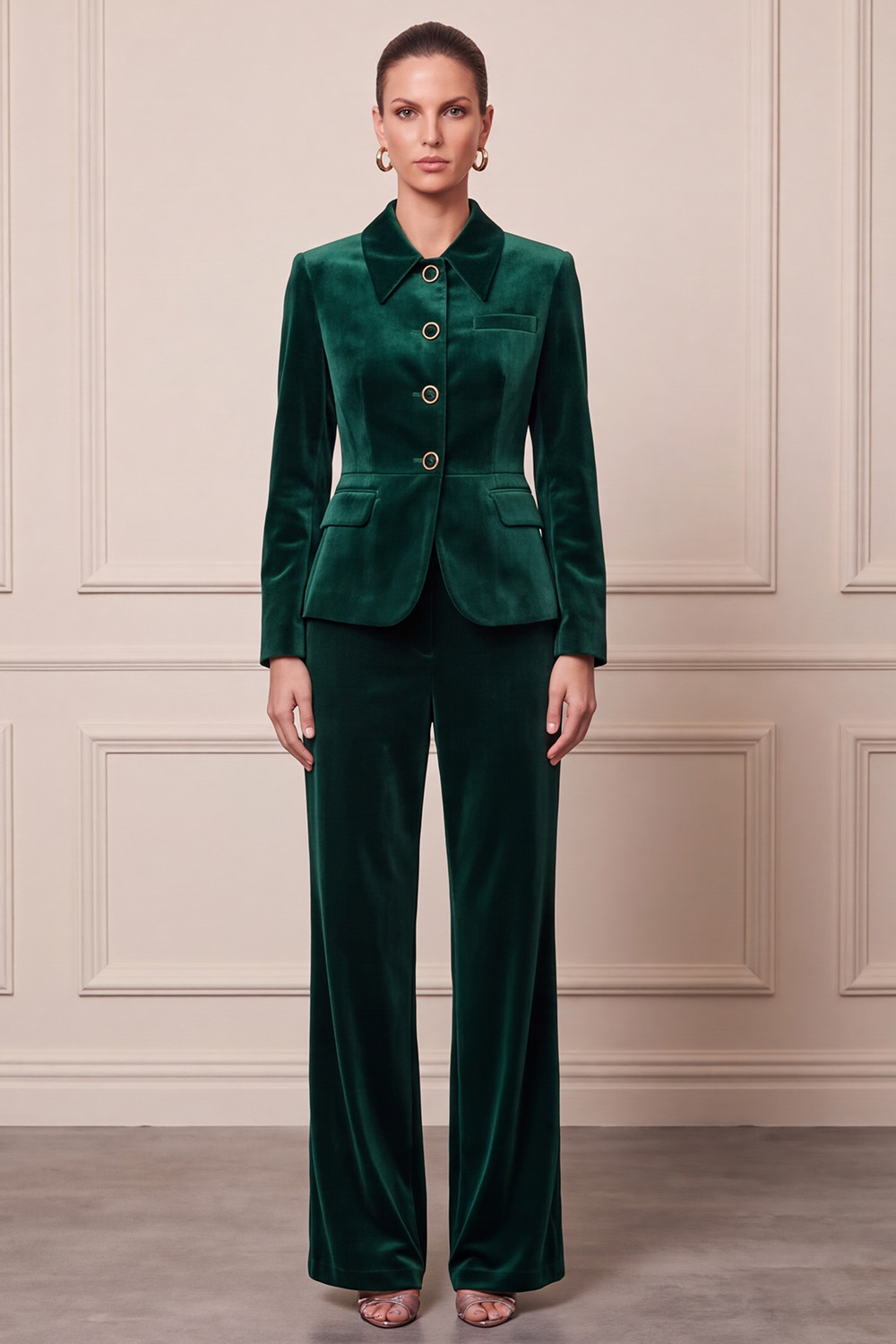 Velvet Purple Two Piece Single Breasted Collar Neck Business Suits 