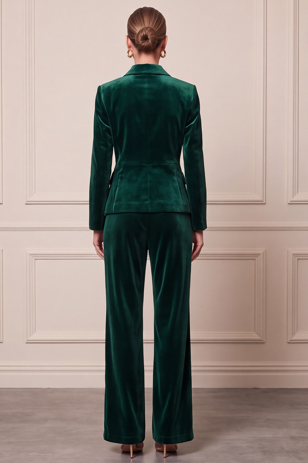 Velvet Purple Two Piece Single Breasted Collar Neck Business Suits 