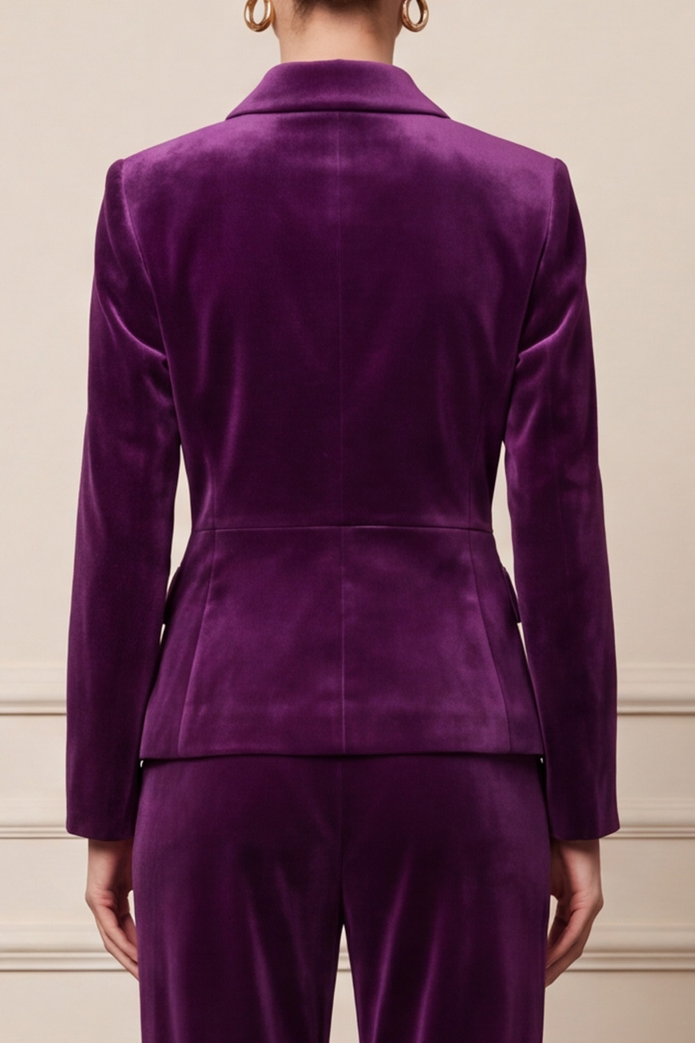 Velvet Purple Two Piece Single Breasted Collar Neck Business Suits 