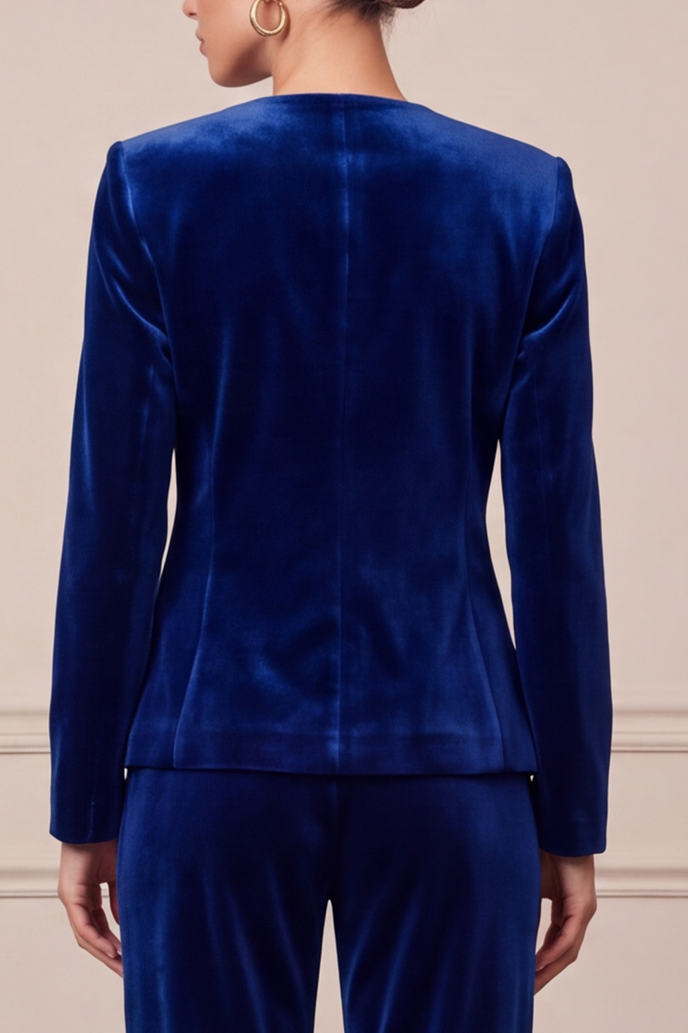 Dark Green Velvet Two Piece Single Breasted Round Neck Business Suits